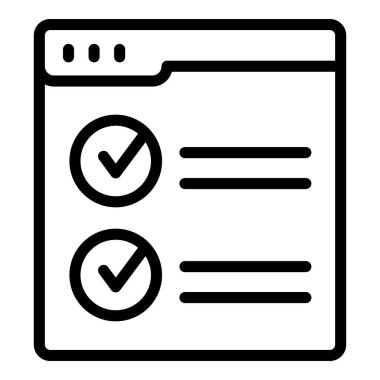 Kontrol listesi simgesi ana hatları vektörü öğreniliyor. Sınav testi