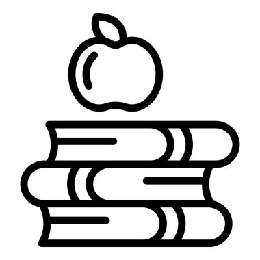 Apple kitap ikonu ana hatları vektörü. Okul eğitimi