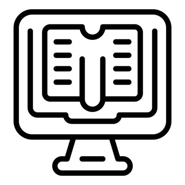 İnternet öğrenme ikonu ana hatları vektörü. Dijital sınıf