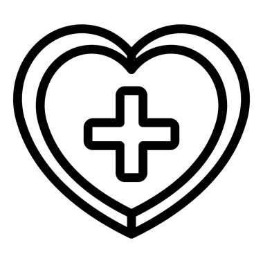 Tıbbi kalp ikonu ana hatları vektörü. İnsan kardiyağı