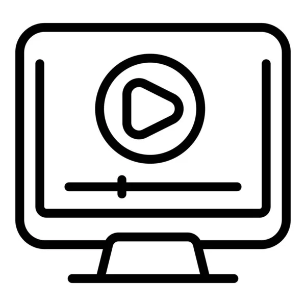 Videocursus icoon omtrek vector. Webinar voor opleiding — Stockvector