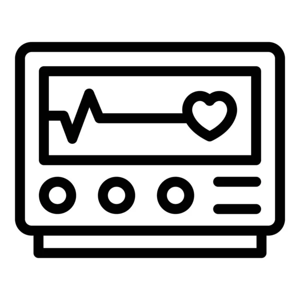 Cardiologista dispositivo ícone contorno vetor. Monitor médico — Vetor de Stock