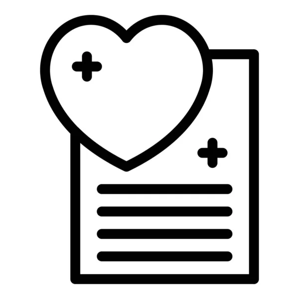 Corazón salud papel icono contorno vector. Tarjeta médica — Vector de stock