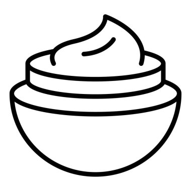 Krema kavanozu ikonu ana hatları vektörü. Güzellik kozmetiği