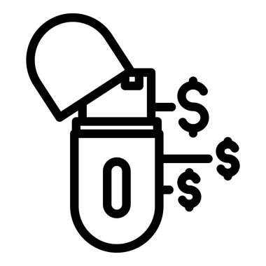 İş usb flaş ikon ana hatları vektörü. Kalem kullan