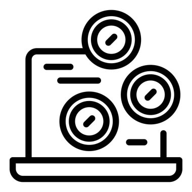 Çevrimiçi madeni para ikonu ana hatları vektörü. Para ödemesi