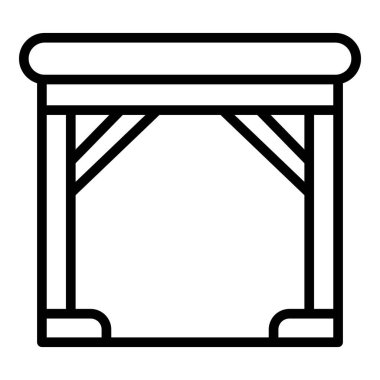 Tahta masa ikonu ana hat vektörü. Açık hava koltuğu