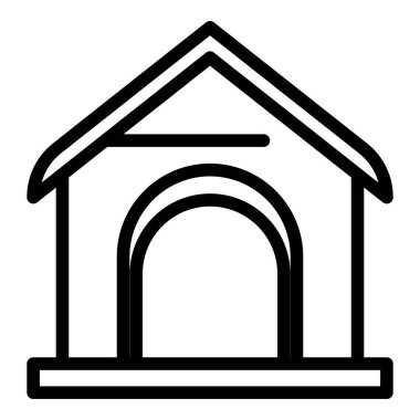 Hayvan barınağı ikonu ana hatları vektörü. Köpek yavrusu