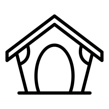 Köpek kulübesi ikonu ana hatları vektörü. Köpek yavrusu evi