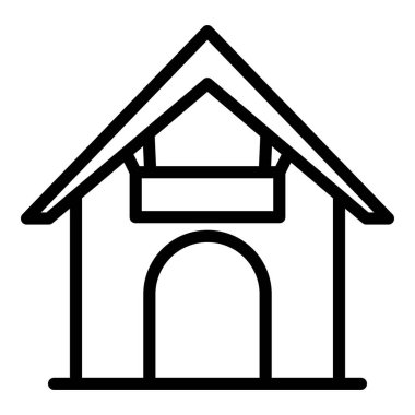 Köpek kulübesi ikonu ana hatları vektörü. Köpek evi.