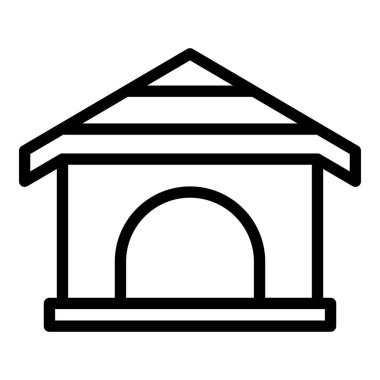 Köpek evi ikonu ana hatları vektörü. Köpek yavrusu