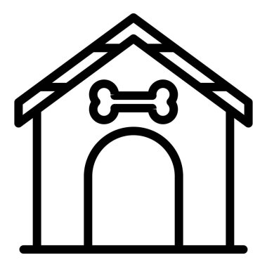 Evcil köpek kulübesi ikonu ana hatları vektörü. Evcil hayvan evi