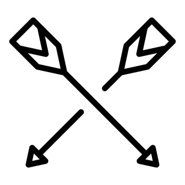 Çapraz ok simgesi ana hat vektörü. Okçuluk yayı