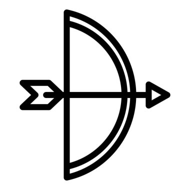 Archer uzun yay ikonu ana hat vektörü. Yay oku