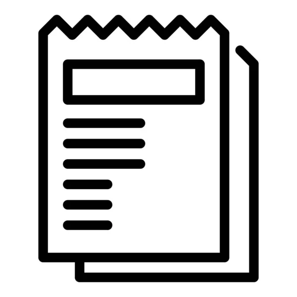 Papier facture icône contour vecteur. Facture de paiement — Image vectorielle