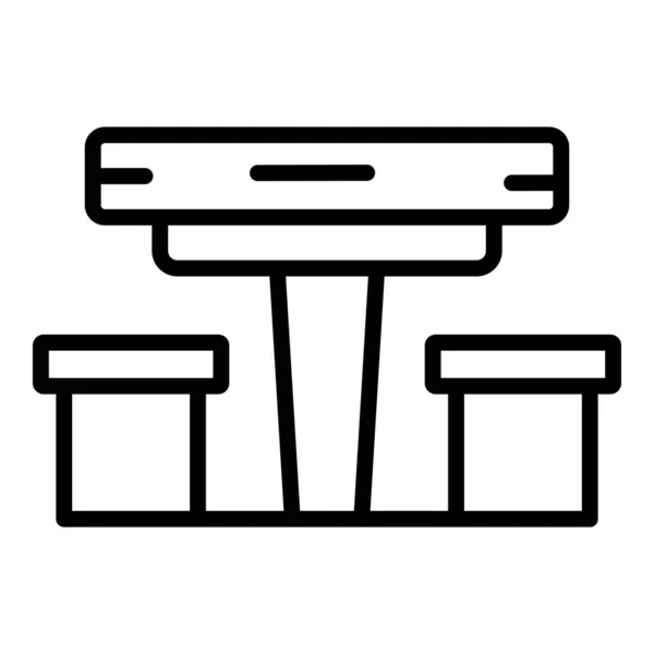 Ícone de tabela de piquenique vetor esboço. Assento de madeira — Vetor de Stock