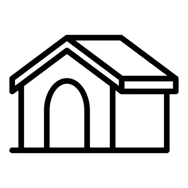 Cucciolo icona cottage vettore contorno. Casa del cane — Vettoriale Stock