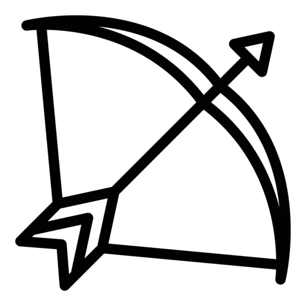 Wettbewerb Bogen Symbol Umrissvektor. Pfeil zum Bogenschießen — Stockvektor