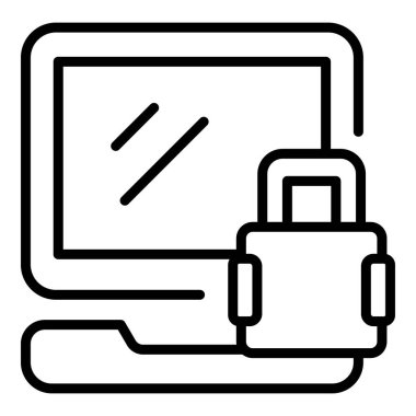 Gizlilik bilgisayarı simgesi ana hatları vektörü. Erişim verisi