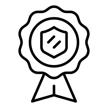 Gizlilik ödülü ikonu ana hatları vektörü. Güvenlik kalkanı