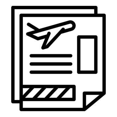 Çizgi çizgisi vektörü düzlemdeki kağıt simgesi. Bilet kartı.