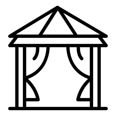 Plaj çadırı ikonu ana hatları vektörü. Deniz adası