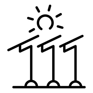 Güneş paneli teknoloji ikonu ana hat vektörü. Güneş enerjisi