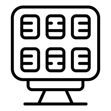 Güneş enerjisi jeneratörü ikon ana hatları vektörü. Güneş paneli