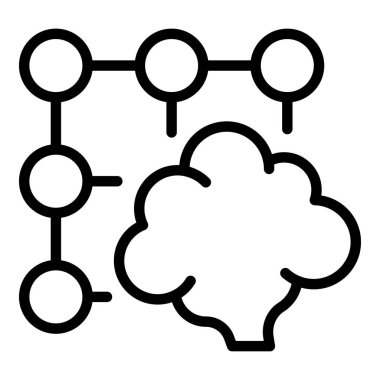 Aktif beyin ikonu ana hatları vektörü. İnsan zihni