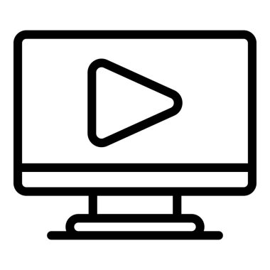 Bilgi çevrimiçi rota ikonu ana hatları vektörü. Uzaklık eğitimi