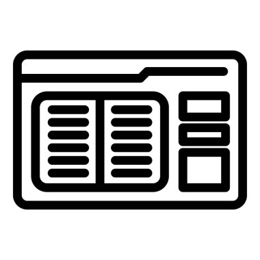 Çevrimiçi kitapçı simgesi ana hatları vektörü. Kitap kitaplığı