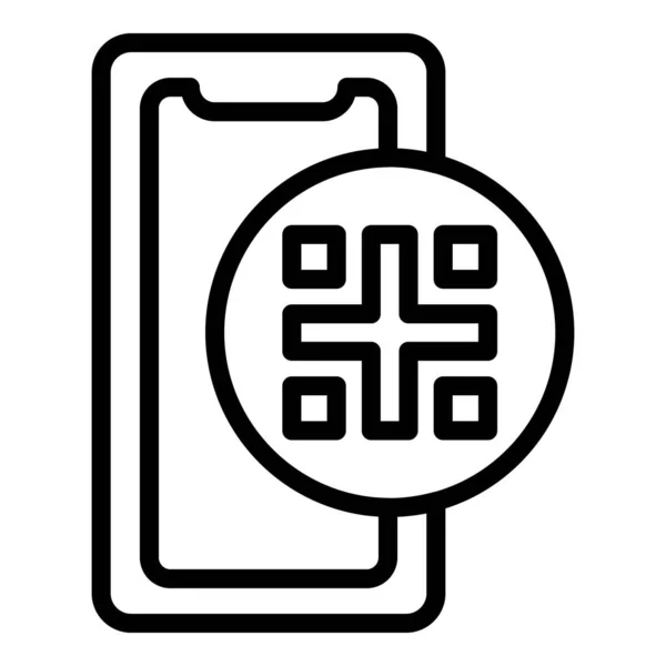 Scanner téléphone icône contour vecteur. Code Qr — Image vectorielle