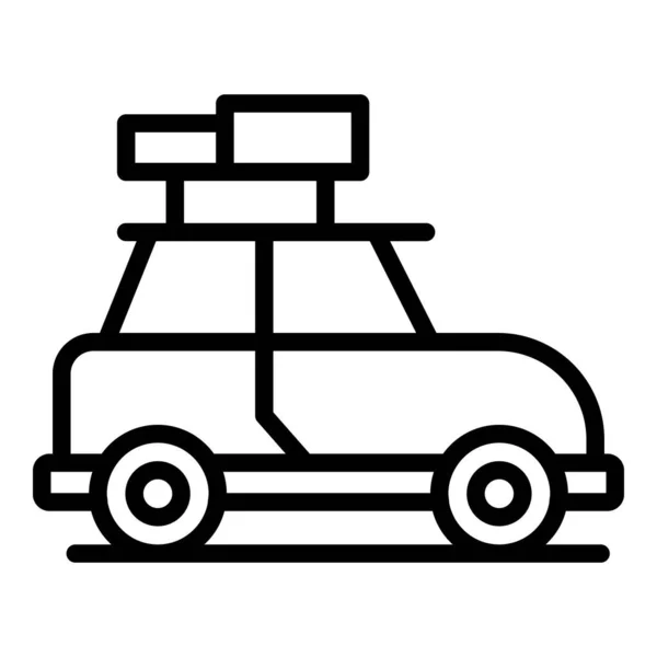 Icono del coche de viaje contorno vector. Vehículo familiar — Vector de stock