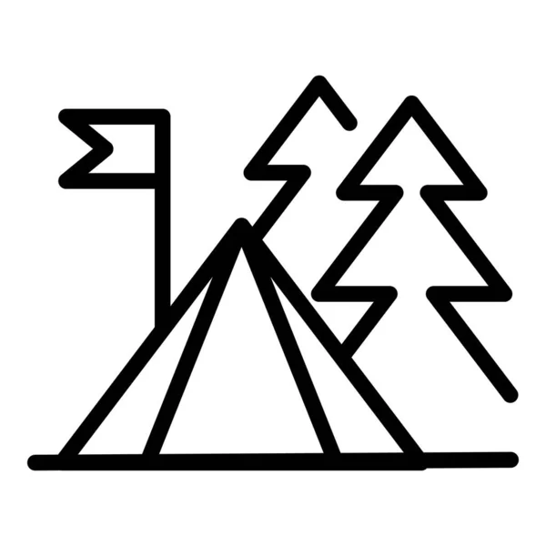Camping tente icône contour vecteur. Camp touristique — Image vectorielle