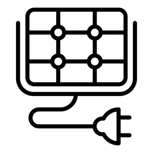 Painel solar plug ícone contorno vetor. Energia da casa — Vetor de Stock