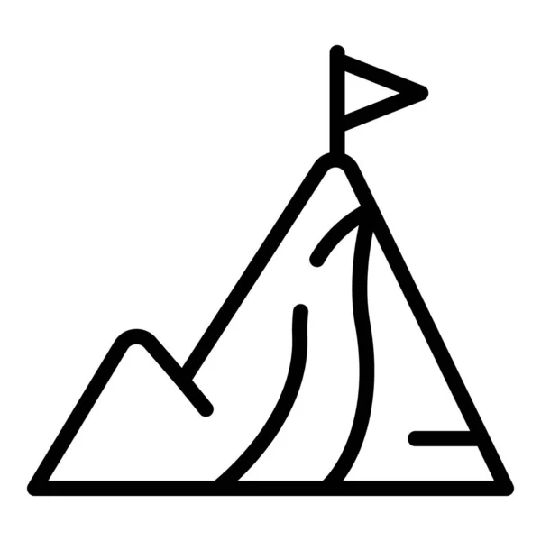 Icono de destino de montaña vector contorno. Progreso empresarial — Archivo Imágenes Vectoriales