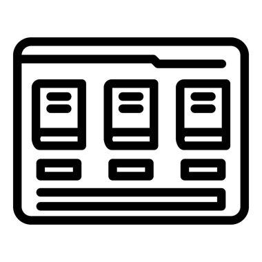 Elektronik kitapçı simgesi ana hatları vektörü. Çevrim içi kitaplık