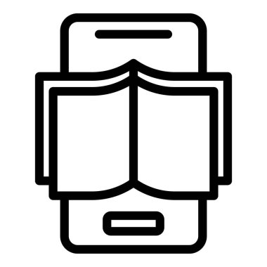 Ebook okuyucu simgesi ana hatları vektörü. Sayısal kitap