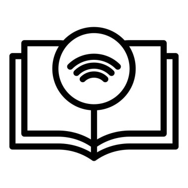 Kitap yayın ikonu ana hatları vektörü. Ses podcast 'i