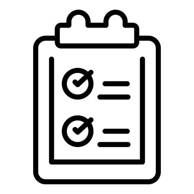 İstemci panosu simgesi ana hatları vektörü. Kontrol listesi anketi