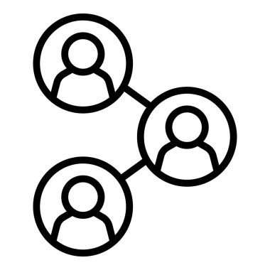 Müşteri ağı simgesi ana hatları vektörü. Müşteri pazarı