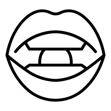 Dil diksiyon simgesi ana hatları vektörü. Ağız terapisi