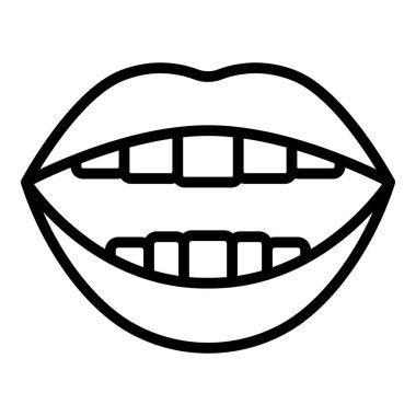 Dil canlandırma ikonu ana hatları vektörü. Ağız konuşması