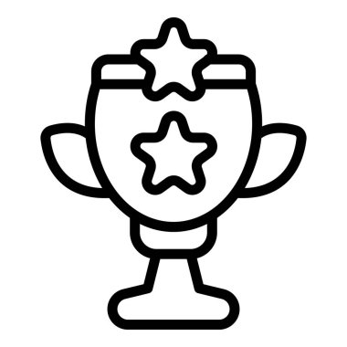 Kazanan kupa ikonu ana hatlı vektör. Ödül kupası