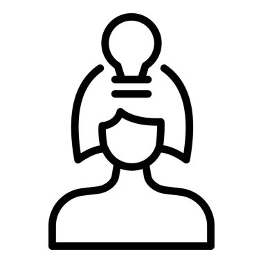 Yaratıcılık simgesi ana hat vektörü. Fikir ampulü