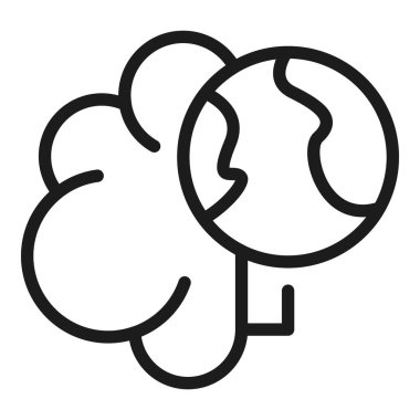 Genel bellek simgesi ana hatları vektörü. Beyin.