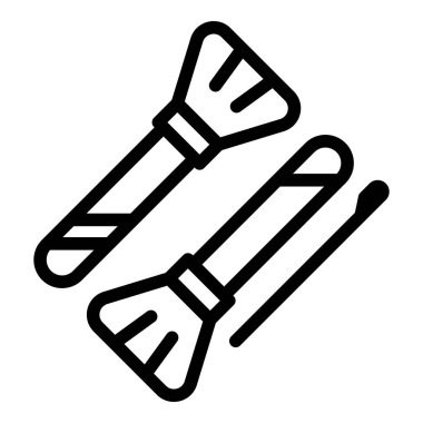 Kozmetik fırça ikonu ana hatları vektörü. Güzellik makyajı