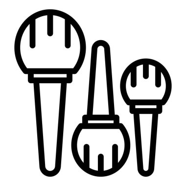 Makyaj uygulaması simgesi ana hatları vektörü. Göz kozmetiği