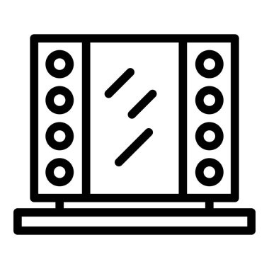 Makyaj aynası dış hat vektörü. Işık çerçevesi