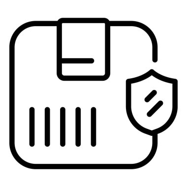 Kalkan paket simgesi ana hat vektörü. Teslimat nakliyesi